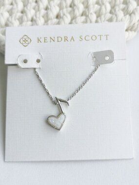 Kendra Scott Ari Heart Music Note Silver Drusy Necklace